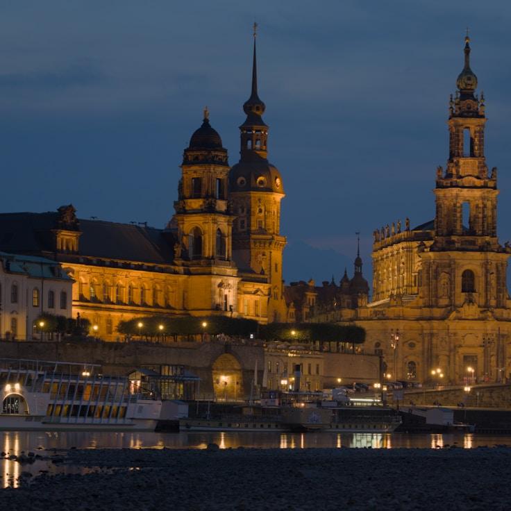 Entertainment zone at night in Italy